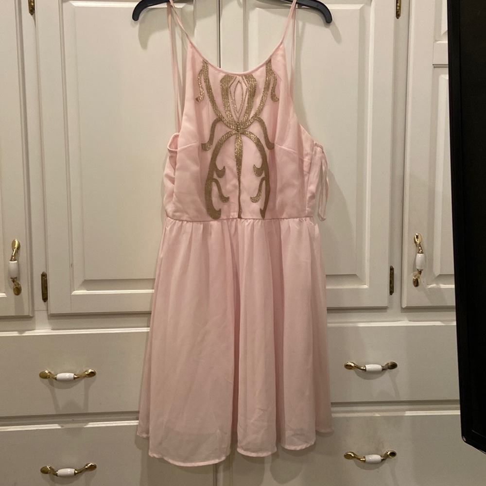 Pink Dress with gold design